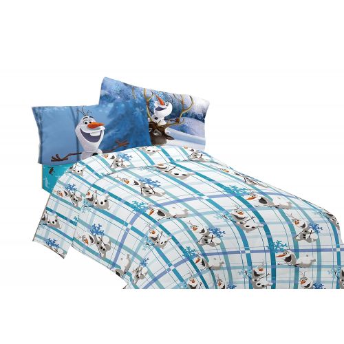 디즈니 Disney Frozen Olaf Build a Snowman Microfiber Sheet Set, Full