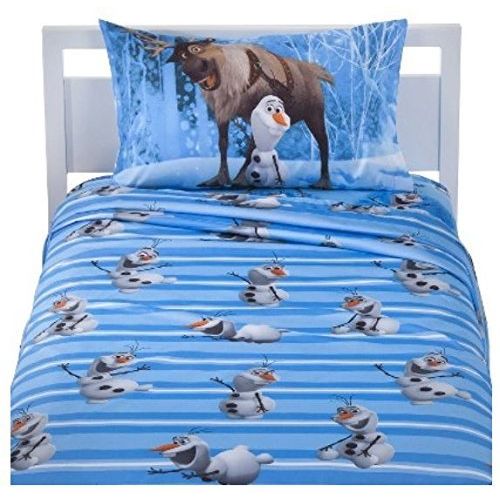 디즈니 Disney Frozen Olaf 5 Piece Bed in a Bag - Reversible Comforter, 3 Piece Sheet Set and Olaf Cuddle Pillow