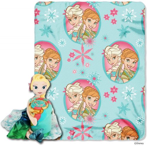 디즈니 Disneys Frozen, Elsa Fever Character Pillow and Fleece Throw Blanket Set, 40 x 50, Multi Color