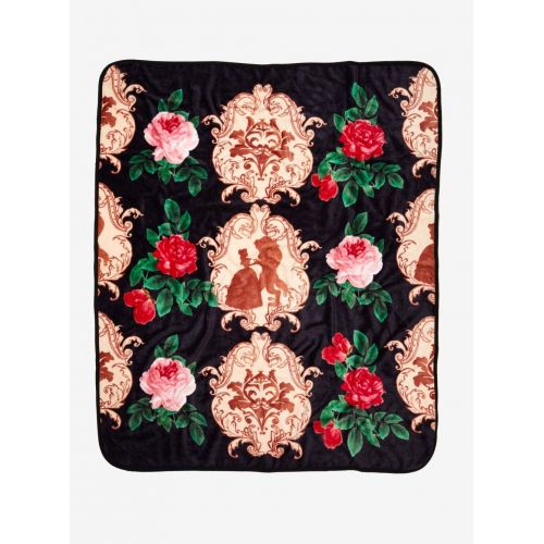 디즈니 Disney Beauty and The Beast Floral Plush Throw Blanket 50x 60