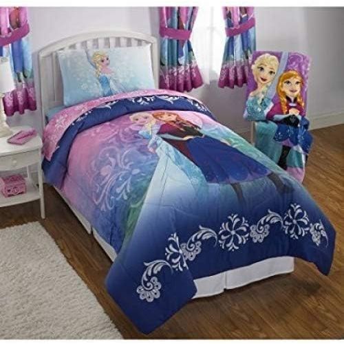 디즈니 Super Soft, Adorable, Reversible Disneys Frozen Nordic Frost Twin/Full Bedding Comforter, Blue/Pink