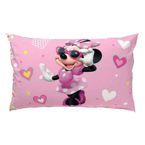 디즈니 Disney Minnie Mouse Kids 3 Piece Bedding Twin Sheet Set - 66 x 96 Inch [Pink White]