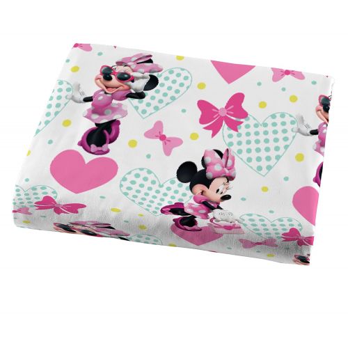 디즈니 Disney Minnie Mouse Kids 3 Piece Bedding Twin Sheet Set - 66 x 96 Inch [Pink White]