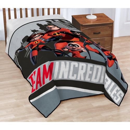 디즈니 Disney Pixar The Incredibles Racing 62 x 90 Plush Twin Blanket