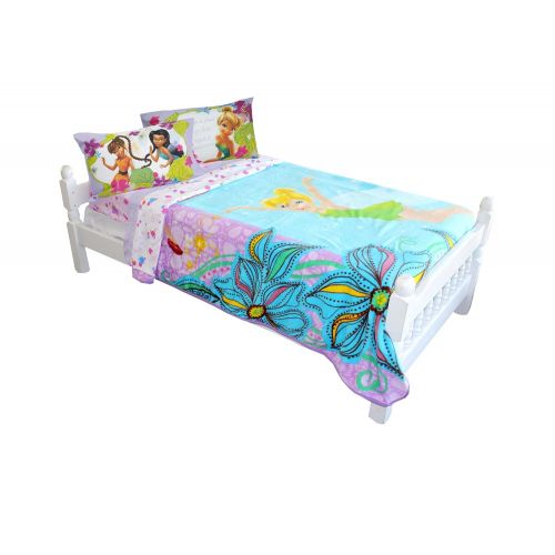 디즈니 Tinkerbell Fairy Friends Plush Blanket - Disney Fairies Glow - Twin Bed Size