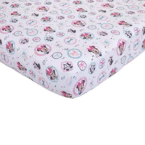 디즈니 Disney Baby Minnie Mouse All About Bows Fitted Crib Sheet, Pink, Aqua