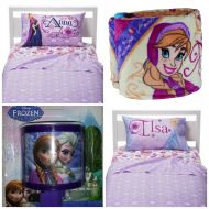 Disney Frozen Celebrare Love Sheet Set - Twin, with Anna & Elsa Oversize Throw & Night Light