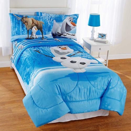 디즈니 Disney Frozen Olaf Made of Snow Microfiber Reversible Comforter, Twin