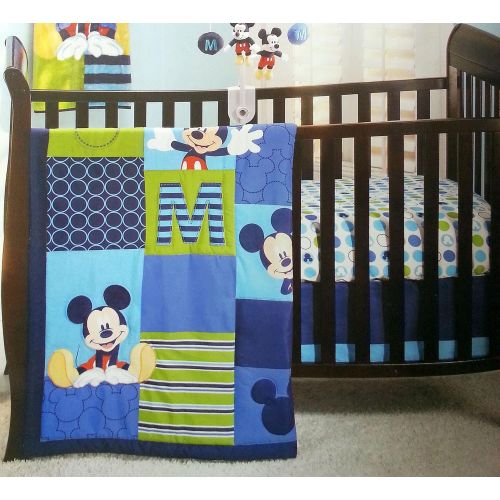 디즈니 Disney Baby Infant Boys 4-Piece Mickey Mouse Crib Bedding Set