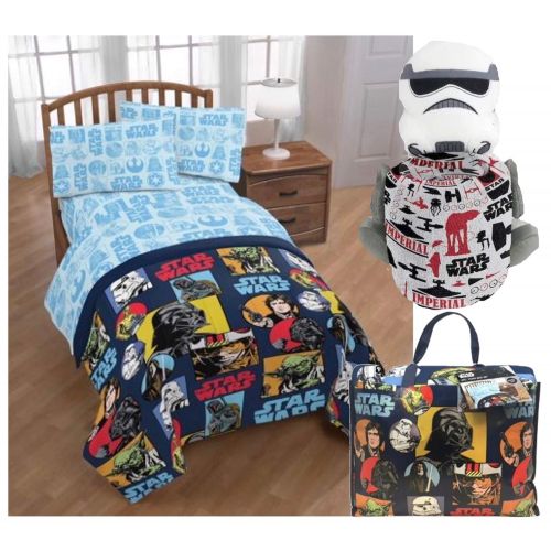 디즈니 Disney Star Wars Twin Bedding Set with Storm Trooper Pillow Buddy and Throw Blanket