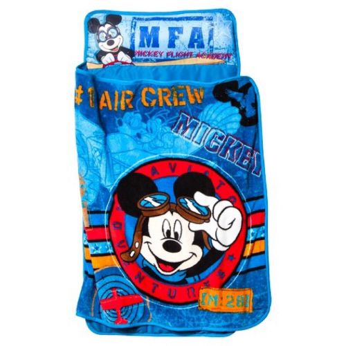 디즈니 Disneys Mickey Mouse Quilted Toddler Nap Mat with Blanket and Pillow - Kids by Disney: Home & Kitchen