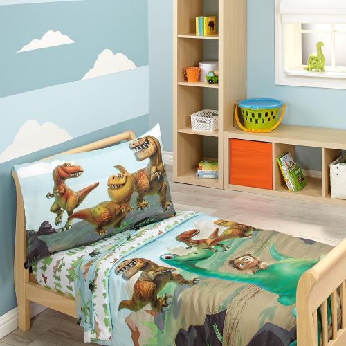 디즈니 Disney Prehistoric Footprints 4 Piece Toddler Bed Set, The Good Dinosaur