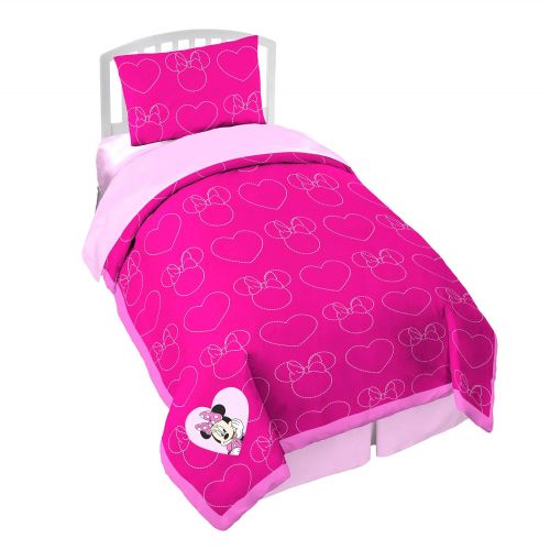 디즈니 Disney Minnie Mouse Bowtique Quilt And Sham Bed Cover Set