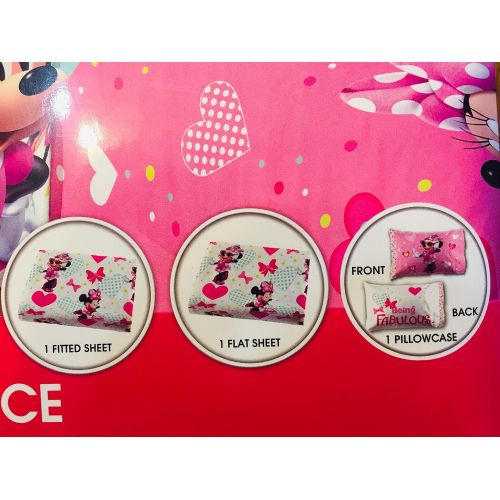 디즈니 Disney Minnie Mouse Twin Sheet Set (Being Fabulous