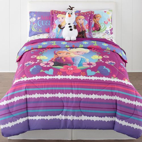 디즈니 Disney Frozen Nordic Summer Reversible Twin/Full Comforter Bonus Sham Collection