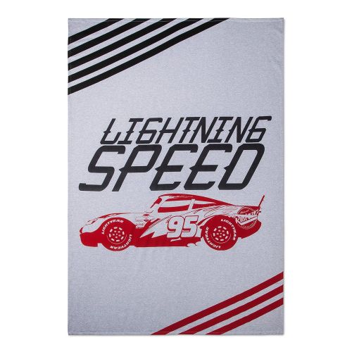 디즈니 Disney Cars Lightning McQueen Lightning Speed White & Gray Bed Blanket (Twin)