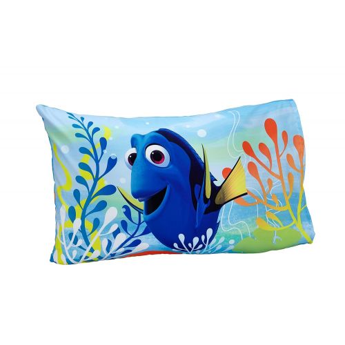 디즈니 Disney Finding Dory 4 Piece Toddler Bedding Set, Blue/Orange/Yellow