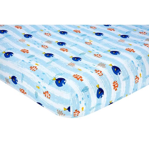 디즈니 Disney Finding Dory 4 Piece Toddler Bedding Set, Blue/Orange/Yellow