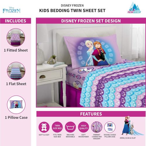 디즈니 Disney Frozen Kids Bedding Soft Microfiber Sheet Set, Twin Size 3 Piece Pack