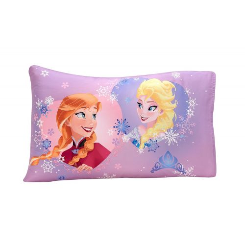 디즈니 Disney Frozen Magical Sisters 4 Piece Toddler Bedding Set, Pink/Purple/Blue