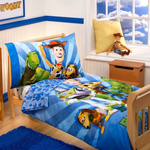 디즈니 Disney 4 Piece Toddler Bedding Set, Buzz, Woody and The Gang