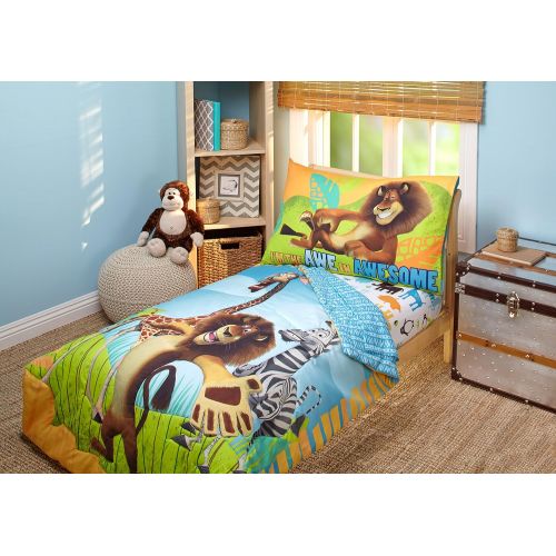 디즈니 Disney DreamWorks Animation Madagascar Behold My Mane 4 Piece Toddler Bedding Set, Toddler