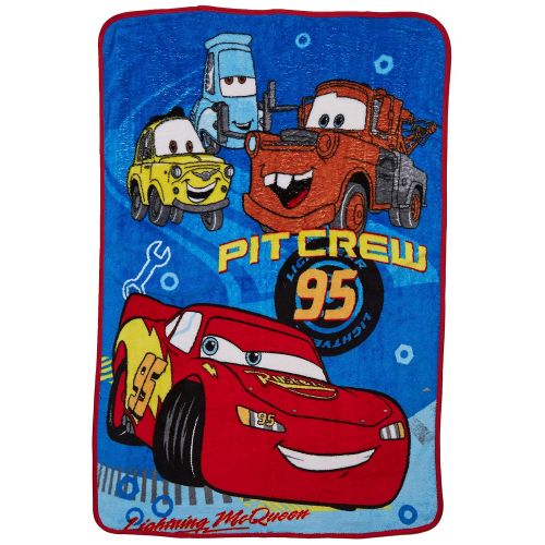 디즈니 Disney Cars Team 95 Super Soft Toddler Blanket, Blue/Red
