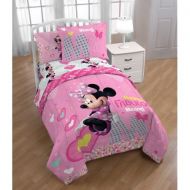 Disney Minnie Mouse 7-Piece Full Pink Hearts Comforter and Sheet Set Bedding Collection with Blankets, Pillowcases, Sham and Puzzle, 2018