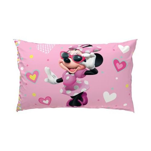 디즈니 Disney Minnie Mouse 7-Piece Full Pink Hearts Comforter and Sheet Set Bedding Collection with Blankets, Pillowcases, Sham and Puzzle, 2018