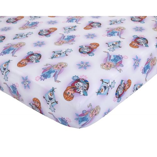 디즈니 Disney Frozen Stirring Up Fun 4 Piece Toddler Bedding Set, Purple/Pink/Multicolor