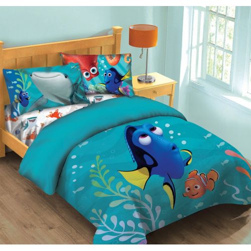 디즈니 Disney Finding Dory Fish Finder Twin Comforter Set w/Fitted Sheet