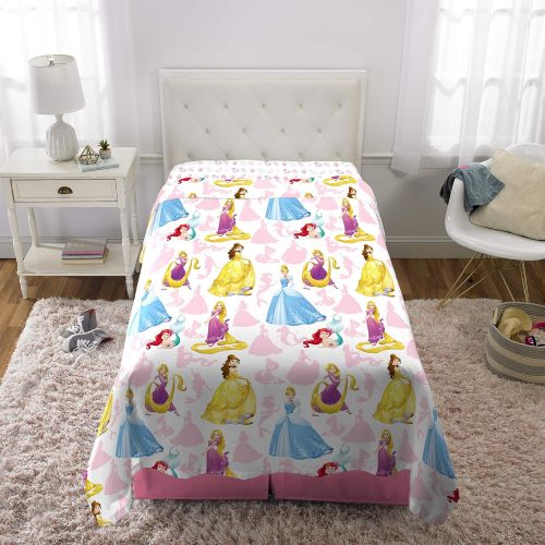 디즈니 Disney Princess Soft Microfiber Kids Bedding Sheet Set, Twin Size 3 Piece Pack, White