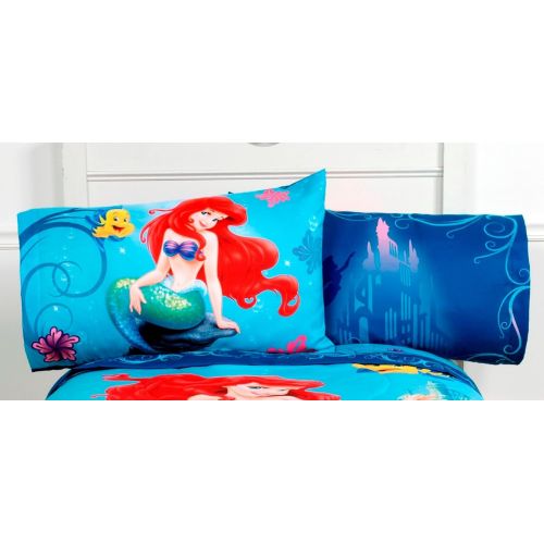 디즈니 Disneys The Little Mermaid Twin Comforter & Sheet Set (4 Piece Girls Bedding) K + BONUS HOMEMADE WAX MELT! …