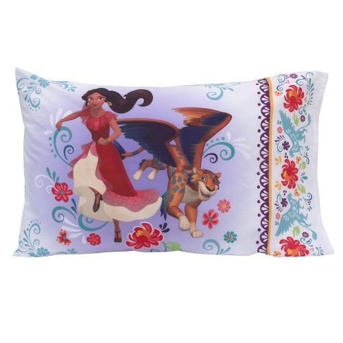 디즈니 Disney Elena of Avalor Bold and Brave 4 Piece Toddler Bedding Set, Pink/Red/Turquoise/White