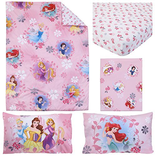 디즈니 Disney Pretty Princess Toddler Bed, 4 Piece Set, Pink