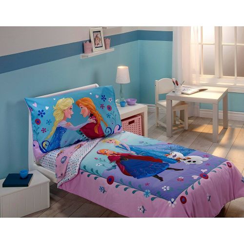 디즈니 Disney- Frozen 4 Piece Toddler Bedding Set