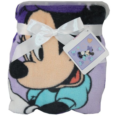 디즈니 Disney Minnie Mouse Baby Fleece Blanket 30 X 40 Purple Hearts