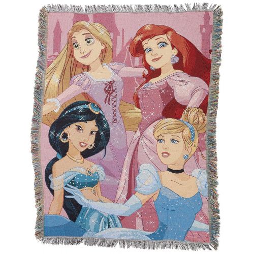 디즈니 Disneys Princesses, Born to Rule Woven Tapestry Throw Blanket, 48 x 60, Multi Color