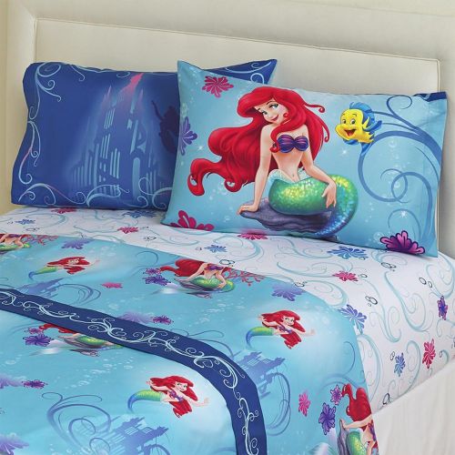 디즈니 The Little Mermaid Sheet Set 4 Piece Disney Kids Bedding Sheet Set Full Size