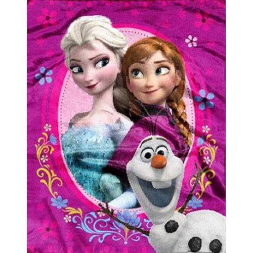디즈니 Disney Frozen Spring Zing Anna Elsa & Olaf Ultra Plush Throw Blanket
