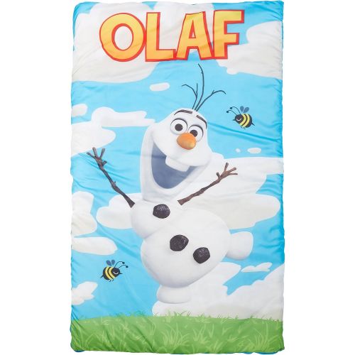 디즈니 Disney Frozen Olaf Quilted Slumber Bag, Bonus Backpack with Straps, Light Blue/White