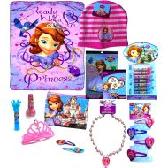 Disneys Sofia the First Holiday Gift Set Fleece Throw Blanket with Sofia the First Beanie , Sticker-book,temp Tattoos, Snap Clips, Necklace, 7 Fruit Flavored Lip Balms, and Cosmeti