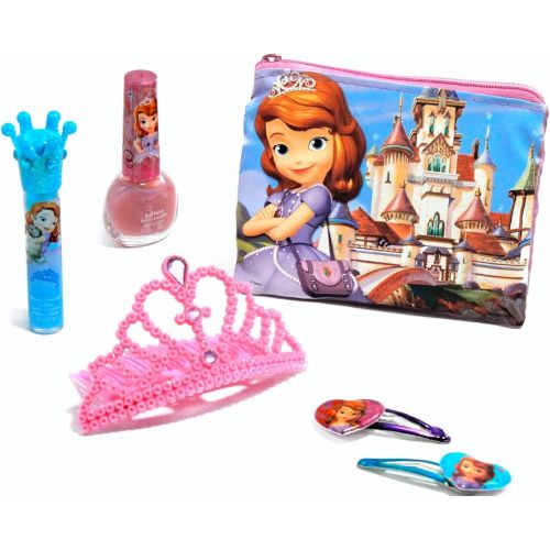 디즈니 Disneys Sofia the First Holiday Gift Set Fleece Throw Blanket with Sofia the First Beanie , Sticker-book,temp Tattoos, Snap Clips, Necklace, 7 Fruit Flavored Lip Balms, and Cosmeti