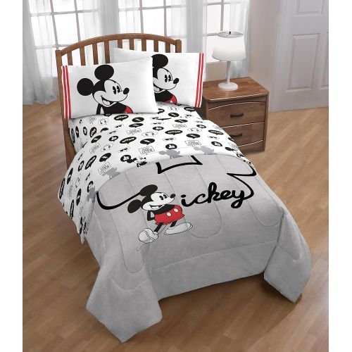 디즈니 Disney Mickey Mouse Jersey White 4 Piece Full Sheet Set