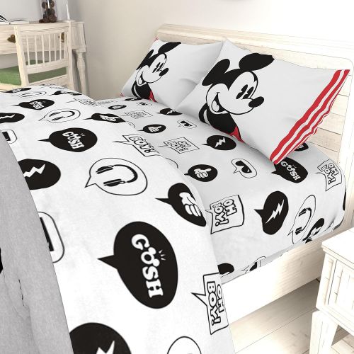 디즈니 Disney Mickey Mouse Jersey White 4 Piece Full Sheet Set