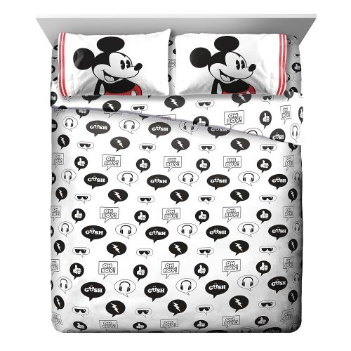 디즈니 Disney Mickey Mouse Jersey White 4 Piece Full Sheet Set