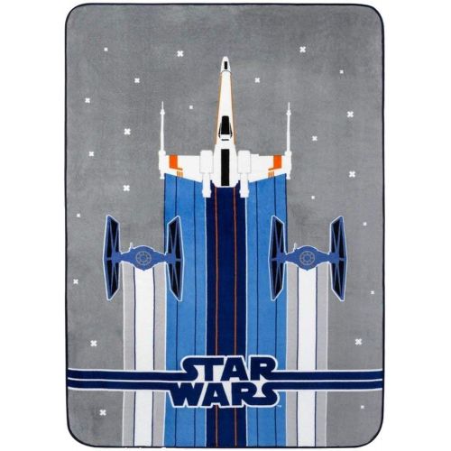 디즈니 Disney Star Wars Plush Throw Blanket Blue X-Wing Starfighter 62 inches (L) x 90 inches (W)