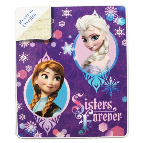 디즈니 Disneys Frozen Microvelvet Sherpa Throw Blanket
