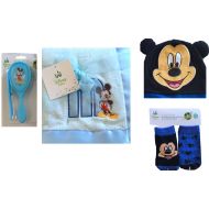 Disney Baby Mickey and Minnie Mouse Gift Set Includes Baby Cozy, Cute and Cuddly Baby Blanket with Disney Baby Infant Beanie , with Disney Baby 2 Pair Socks 3-12m and Comb Set (Boy