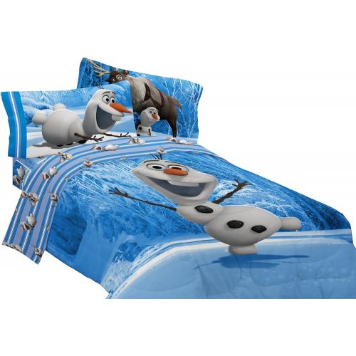 디즈니 Disney Frozen Olaf Made of Snow Microfiber Reversible Comforter, Full